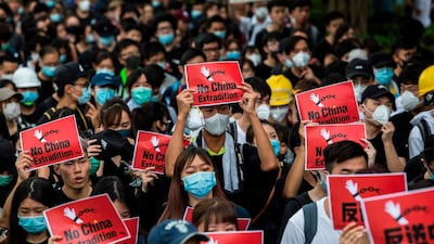 Protesters rally against the controversial extradition bill in Hong Kong. AFP