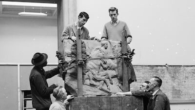 Workmen deliver a portion of the Parthenon frieze, the socalled Elgin Marbles, to the British Museum in 1961. Greece has demanded the sculptures be returned to Athens. Getty