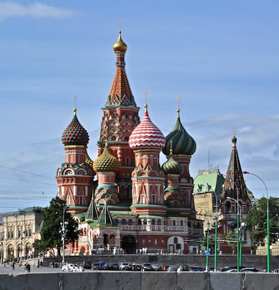 The Cathedral of Vasily the Blessed commonly known as Saint Basil's Cathedral in Red Square in Moscow, RussiaMoscow. Courtesy Golden Eagle Luxury Trains