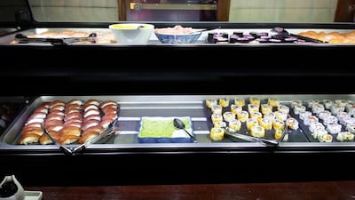 Sushi counter at Legends Friday brunch at Dubai Creek Golf & Yacht Club. Photo by Rob Garratt