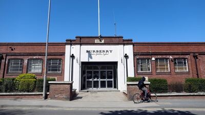 A cyclist passes the Burberry's factory in Castleford.