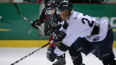 The Storms, in black, were 6-4 winners of the top-of-the-table clash over Dubai Might Camels on Wednesday night.