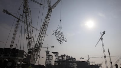 Work on the Louvre Abu Dhabi continues with the installation of the first piece of the steel dome. Silvia Razgova / The National