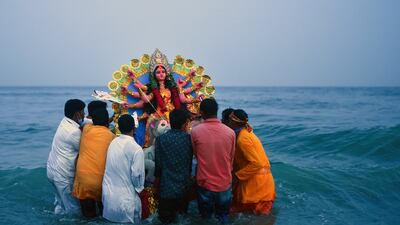 The final day of Navratri or Durga puja is called Vijay Dashami, with vijay meaning 'victory' and dashami meaning 'tenth'. EPA