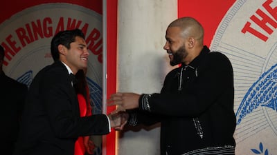 Chris Eubank Jr, right, greets Ryan Garcia. Getty Images
