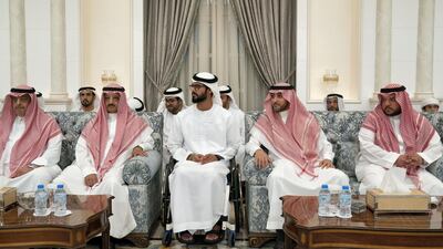 Sheikh Zayed bin Hamdan, centre, at Al Mushrif Palace.