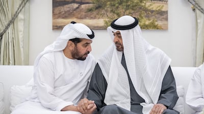 President Sheikh Mohamed with Sheikh Hamdan bin Zayed, Ruler’s Representative in Al Dhafra Region. Hamad Al Kaabi / UAE Presidential Court