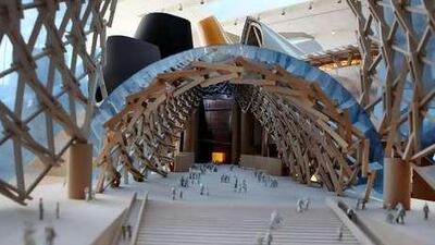 A scale model of the Guggenheim Museum that is to be built on Saadiyat Island.