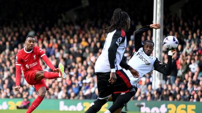 Ryan Gravenberch of Liverpool scores his team's second goal. Getty Images
