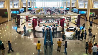 Volunteers at the duty free section of Al Maktoum International Airport. Courtesy Dubai Airports