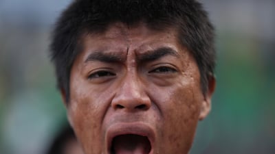 Activists, relatives and colleagues of the 43 disappeared students of the Ayotzinapa's 'Isidro Burgos' Normal School march in Mexico City. EPA