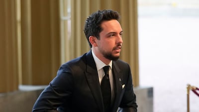 Crown Prince Hussein of Jordan arrives for the reception. AP