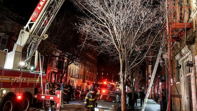 Temperatures were so low that water from the firemen's hoses froze in the street. Amr Alfiky / Reuters