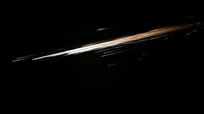 Falling space debris from a Progress rocket used to supply the International Space Station. Reem Mohammed / The National.