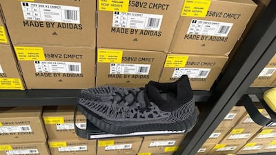 Yeezy trainers on sale at the adidas outlet store in Dubai. Photo: @notudon / Instagram