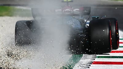 Lewis Hamilton runs wide during qualifying. Getty