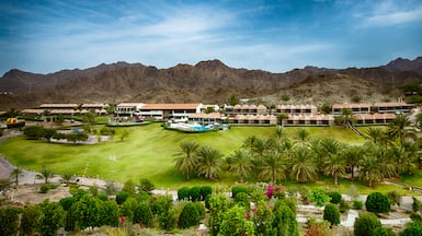 Up to two dogs can stay in designated pet-friendly rooms, chalets or cabins at JA Hatta Fort Hotel. Photo: JA Resorts & Hotels