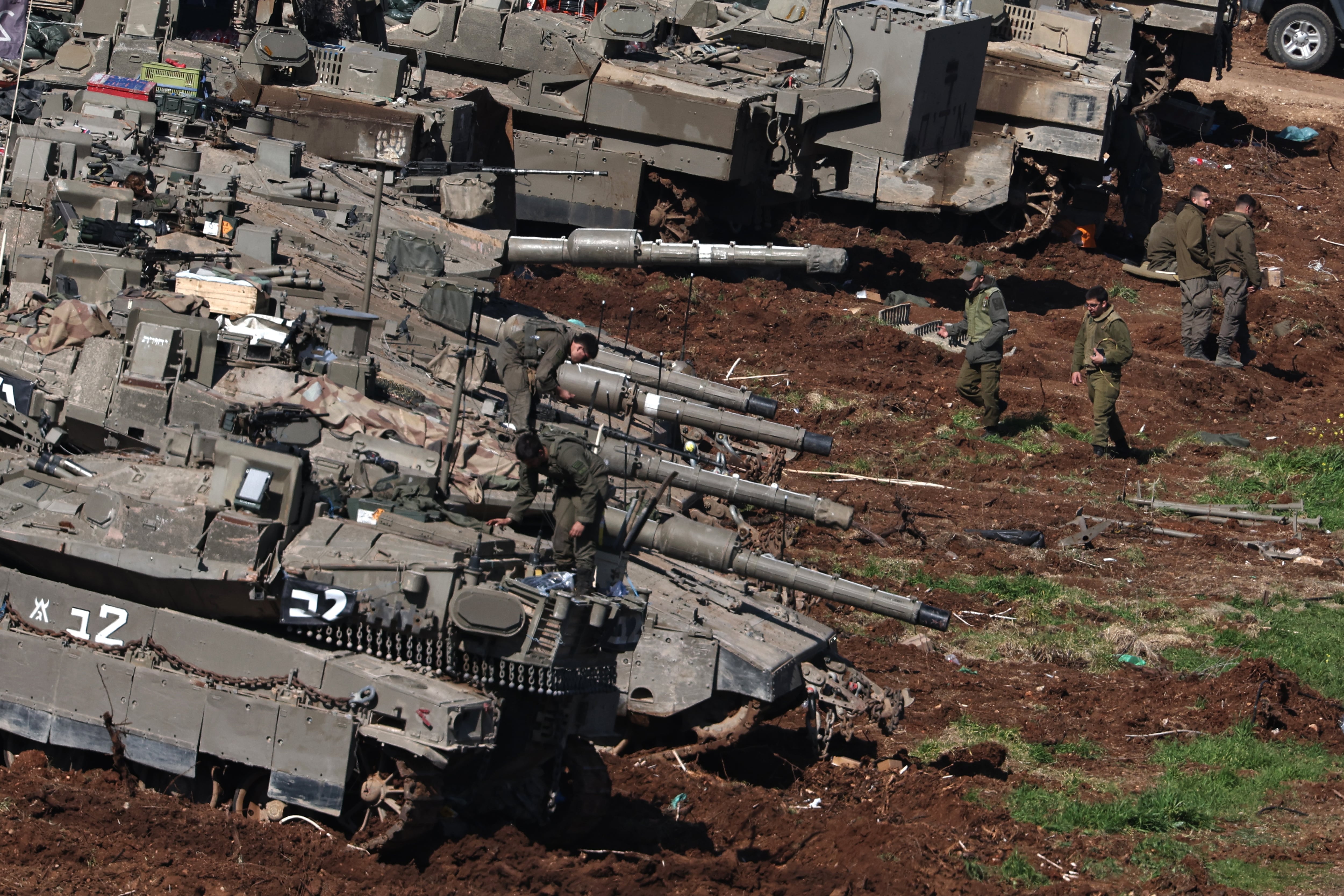 Israeli soldiers at an outpost near the Lebanese border. Israel occupies a large section of southern Lebanon. EPA