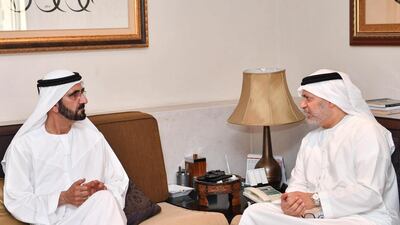 Sheikh Mohammed Bin Rashid Al Maktoum, Vice President and Ruler of Dubai, offers condolences to the Gargash family at their residence in Dubai. Wam