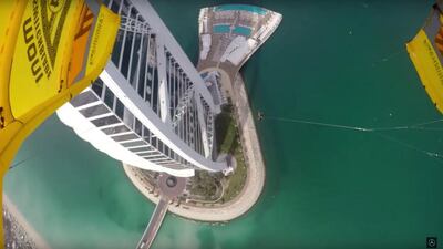 View from the top: the latest films to help launch products and promote adventure sports included many daredevil stunts such as Nick Jacobsen, kiteboarding and kitesurfing champion, jumping off Burj Al Arab helipad.
