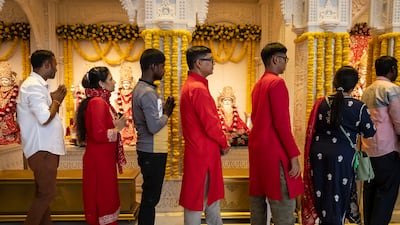 Diwali at the Hindu temple in Jebel Ali, Dubai. In India, Diwali is traditionally when people buy the most gold as it is considered an auspicious time. Antonie Robertson/The National