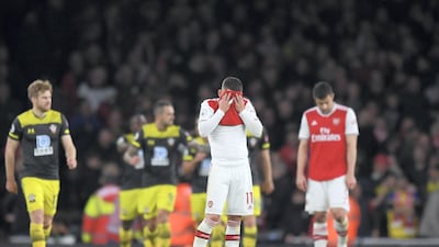 Lucas Torreira of Arsenal after Southampton's second goal. Getty