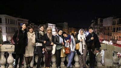 Meeting up with the October batch and getting to know the Italian interns on our first day in Venice. (Courtesy: Amal Murad)