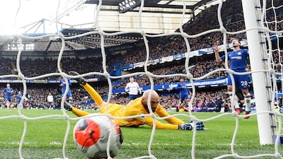 Chelsea's Antonio Rudiger (not seen) scores an own goal to make it 2-1. EPA