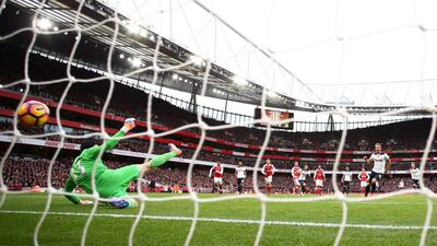 Harry Kane of Tottenham Hotspur scores his side’s goal from the penalty spot. Clive Rose / Getty Images