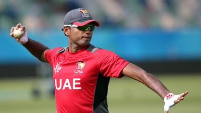 Amjad Javed of the UAE top-scored and was the leading wicket-taker for his side on Thursday against Scotland. Michael Bradley / AFP