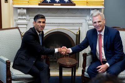 Rishi Sunak meets US Speaker of the House Kevin McCarthy. EPA