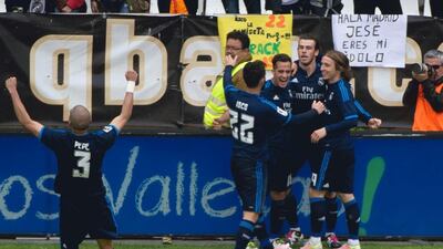 Gareth Bale stood up to be counted in the absence of Cristiano Ronaldo, and he earned plaudits from manager Zinedine Zidane. Curto de la Torre / AFP