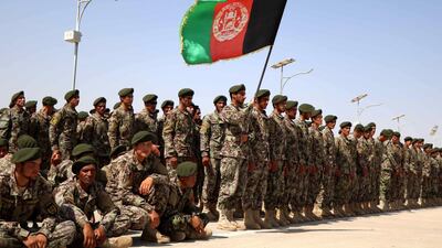 Afghan soldiers attend their graduation ceremony in Herat, Afghanistan, 28 July 2019. EPA