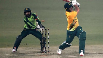 South Africa's Jacques Snyman is bowled by Pakistan leg-spinner Usman Qadir at the Gaddafi Cricket Stadium in Lahore. AFP