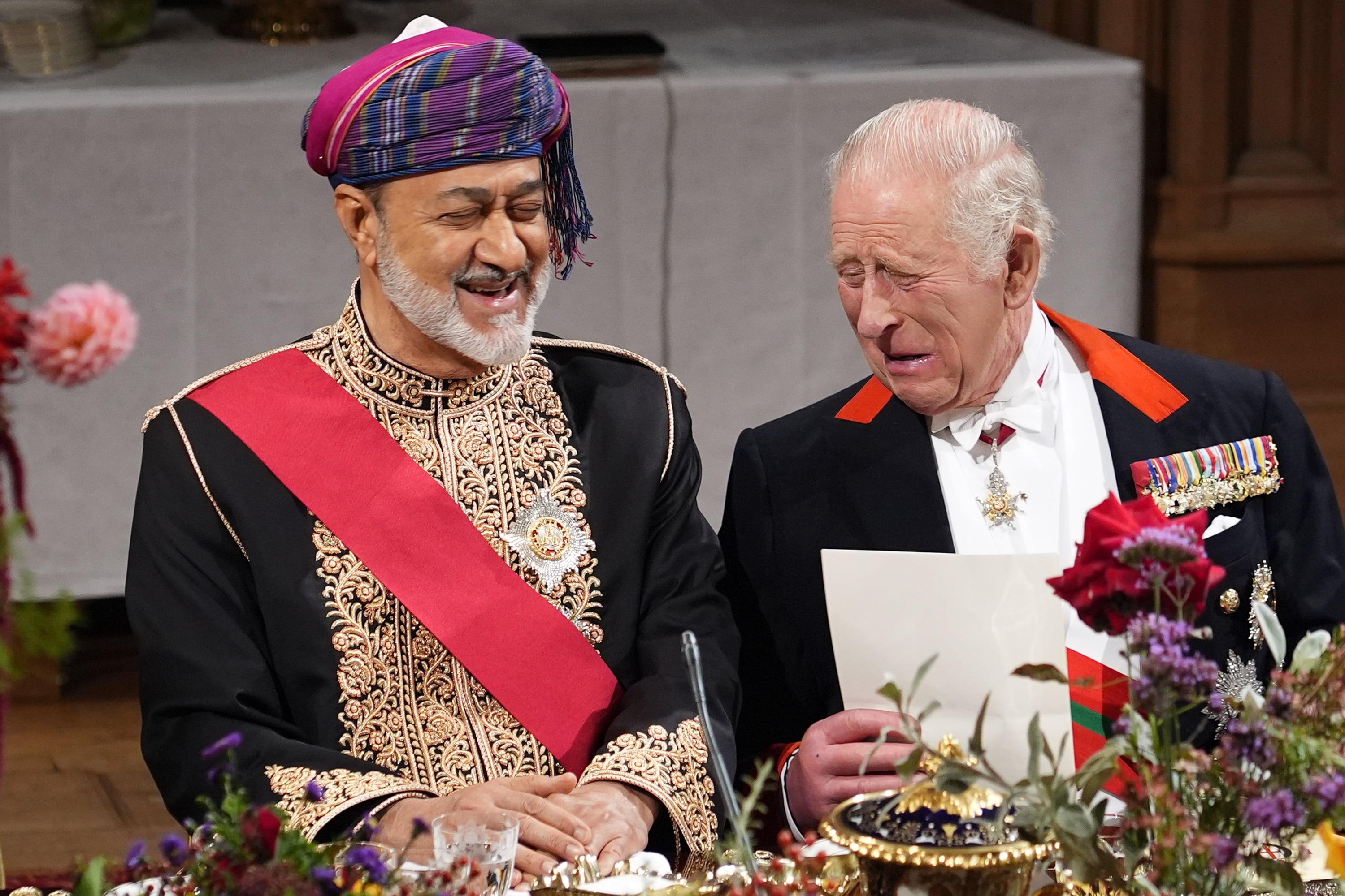 King Charles and Sultan Haitham share a joke. Getty Images