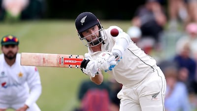 New Zealand captain Kane Williamson plays a shot on his way to scoring a double century against Pakistan at Hagley Oval in Christchurch. AFP