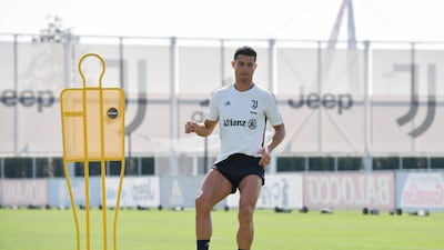 Cristiano Ronaldo during Juventus' training session in Turin on Wednesday, August 11.