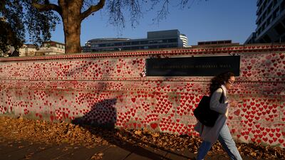 The National Covid Memorial Wall in London. AP