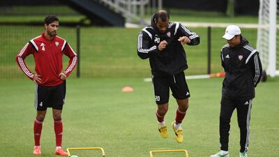 Striker Saeed Al Kathiri, right, and midfielder Habib Fardan, left.