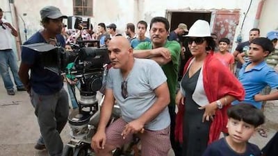 The Palestinian director Rashid Masharawi on the set of Palestine Stereo. Courtesy Cinétéléfilms