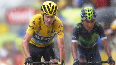British rider Christopher Froome (L) of Team Sky and Colombian rider Nairo Quintana (R) of the Movistar Team cross the finish line during the 9th stage of the Tour de France cycling race over 184,5km between Vielha Val d'Aran and Andorre Arcalis, Andorra, 10 July 2016. EPA/KIM LUDBROOK