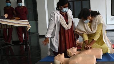 A cardiopulmonary resuscitation training session at a government hospital in Chennai. AFP