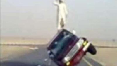 This still grab from a video posted on You Tube shows a car 'drifting' (driving in a dangerous manner) in an unspecified location in the UAE.