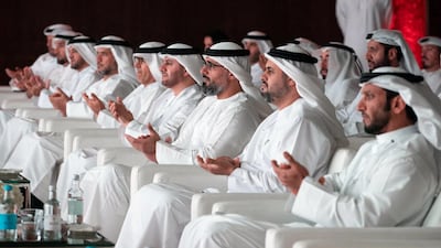 Sheikh Khaled bin Mohamed bin Zayed, centre, attends the Abu Dhabi Private Sector Forum