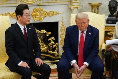 US President Donald Trump in a meeting with South Korean President Lee Jae Myung last August. EPA
