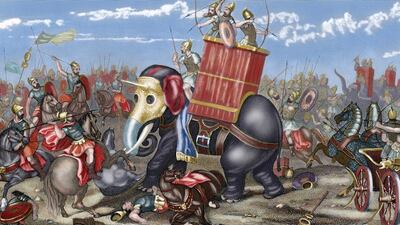 A 19th-century engraving showing the Battle of Zama in the Second Punic War. Prisma / UIG via Getty Images