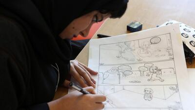 Sara Al Saeedi was one of the students drawing at the workshop at the Al Jalila Children’s Centre in Dubai. Pawan Singh / The National