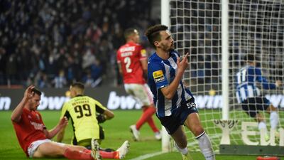 FC Porto midfielder Fabio Vieira after scoring against Benfica. AFP