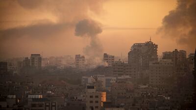 Smoke rises after Israeli air strikes on northern Gaza Strip on Tuesday. EPA