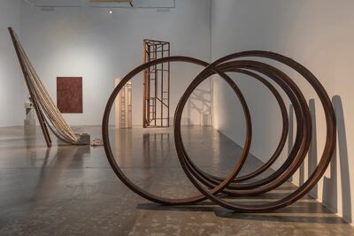 Al Dhaheri plays with a variety of elements throughout the exhibition, from scale and geometry to hard and soft forms. Photo: Seeing Things